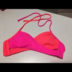 Pink wrap style swim top